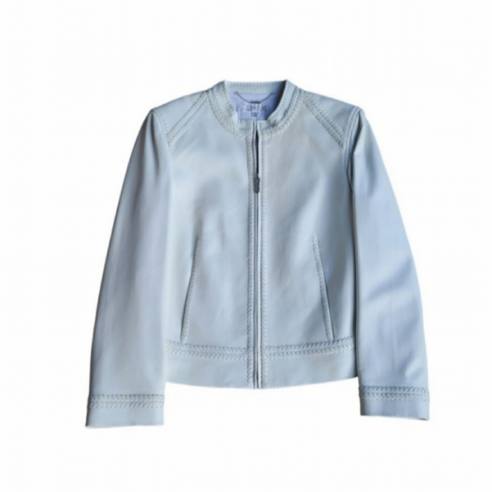 St John Leather Jacket Size M White